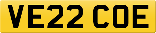 VE22 COE private number plate